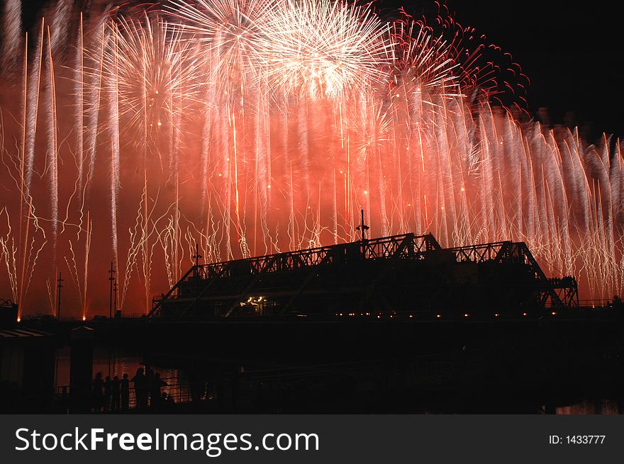 Detail of a festival of pyrotechny. Detail of a festival of pyrotechny