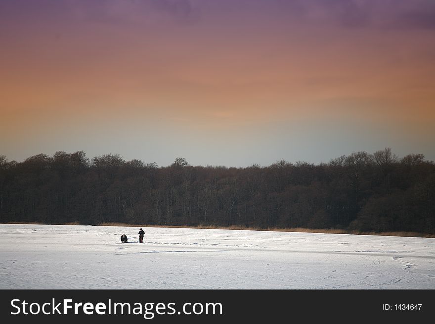 A lake in denmark in winter / shot with cookin orange graduated filter