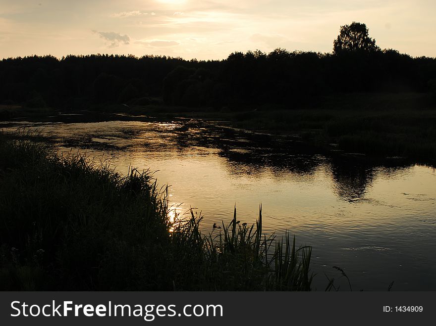 Summer evening. Small river