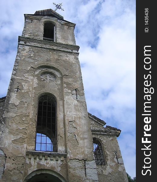 Stone church damaged in war. Stone church damaged in war