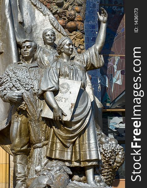 Monumental figures representing Russian communist regime time. Monumental figures representing Russian communist regime time