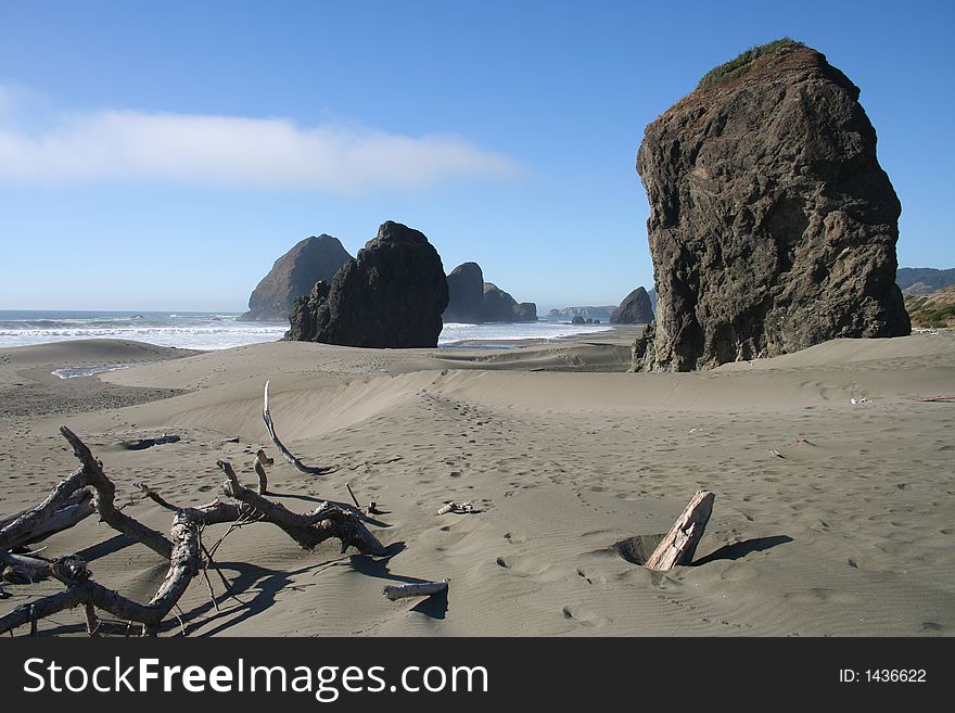 Rock stacks on beach in oregon. Rock stacks on beach in oregon