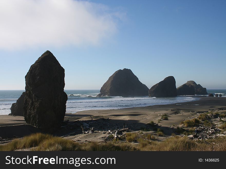 Rock stacks on beach in oregon. Rock stacks on beach in oregon