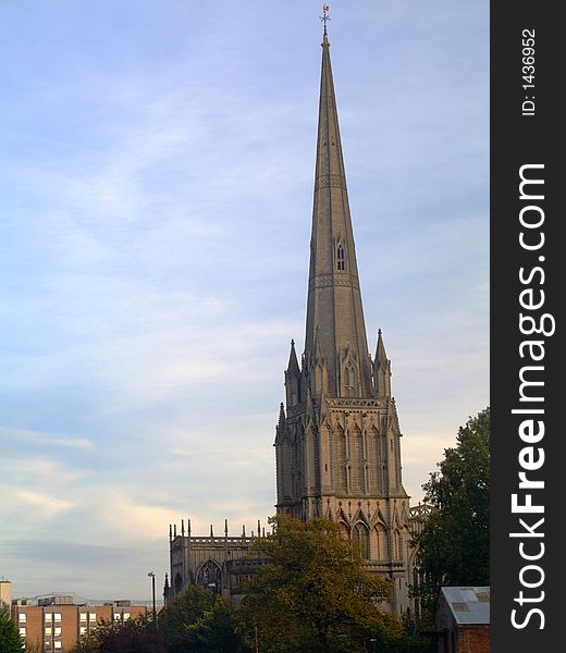 Chruch spire with blue sky background. Chruch spire with blue sky background