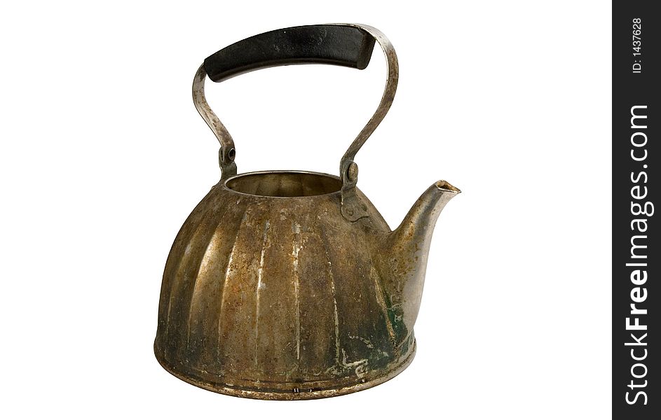 Old rusty kettle, isolated on white, clipping path included