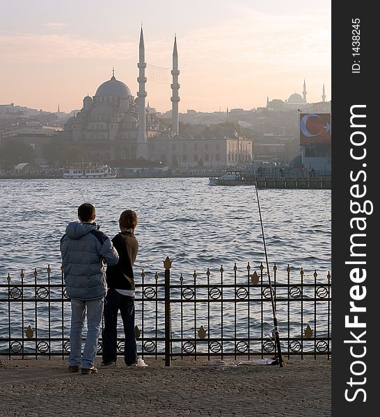 View of Golden Horn and the New Mosque, Yeni Camii - Istanbul. View of Golden Horn and the New Mosque, Yeni Camii - Istanbul