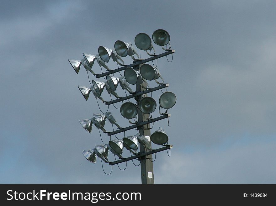 Shot of stadium lights on a field