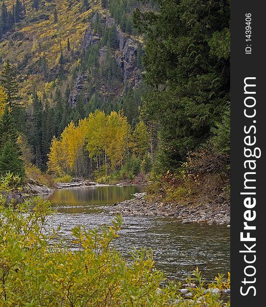 This image of the creek, mountain side and fall colors was taken in western MT. This image of the creek, mountain side and fall colors was taken in western MT.