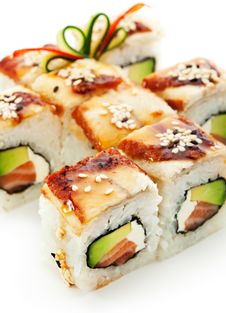 Salmon And Smoked Eel Maki Sushi Stock Photo Salmon And Smoked Eel Maki Sushi Stock Photo