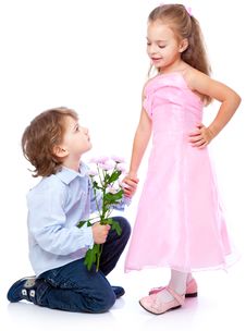 Little Boy And Girl In Love Royalty Free Stock Photo