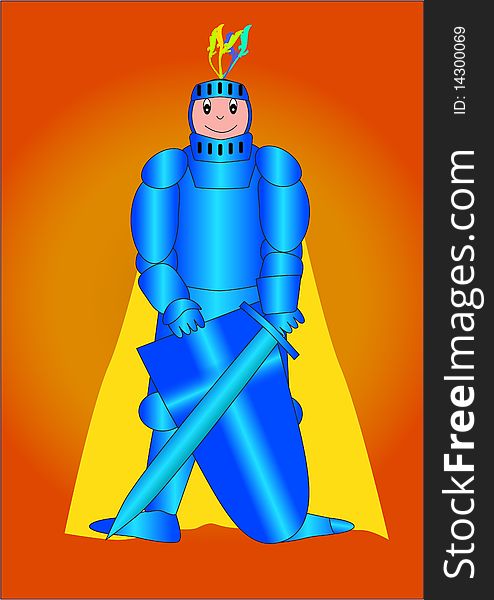 Knight with sword and shield of armor