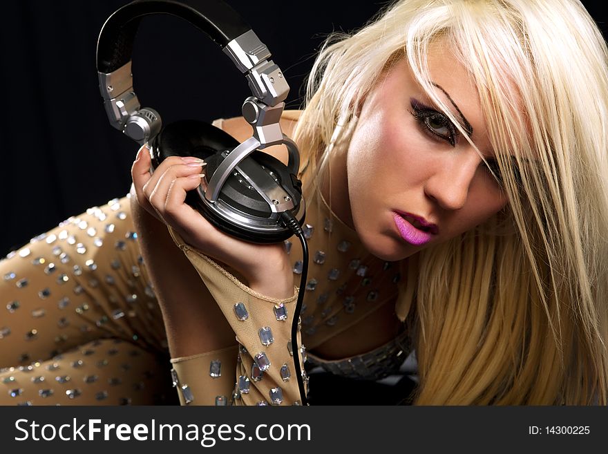 Blonde Dj  With A Headphone