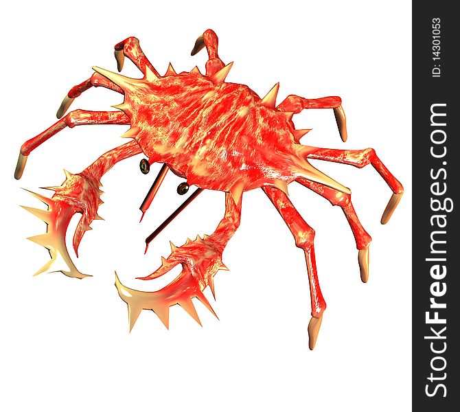 3d render a crab than illustration