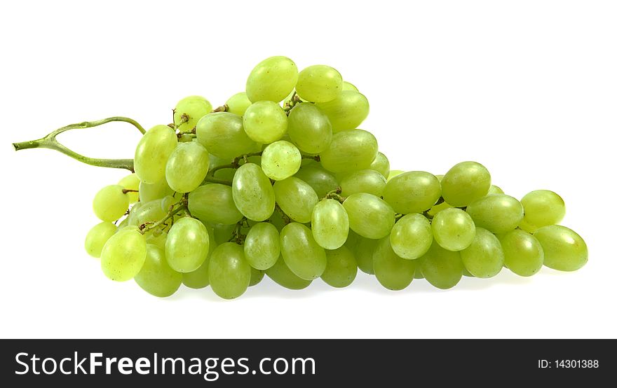 Fresh fruits. Green grapes isolated on white background