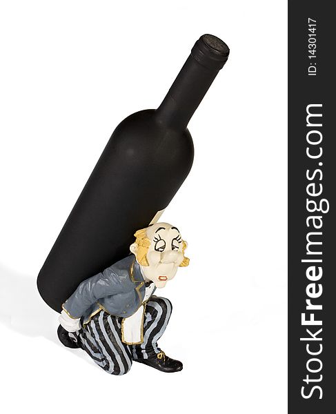 A bottle of wine on a pedestal