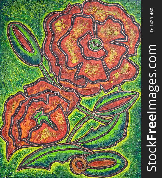 Acrylic painting of spring flowers. Acrylic painting of spring flowers