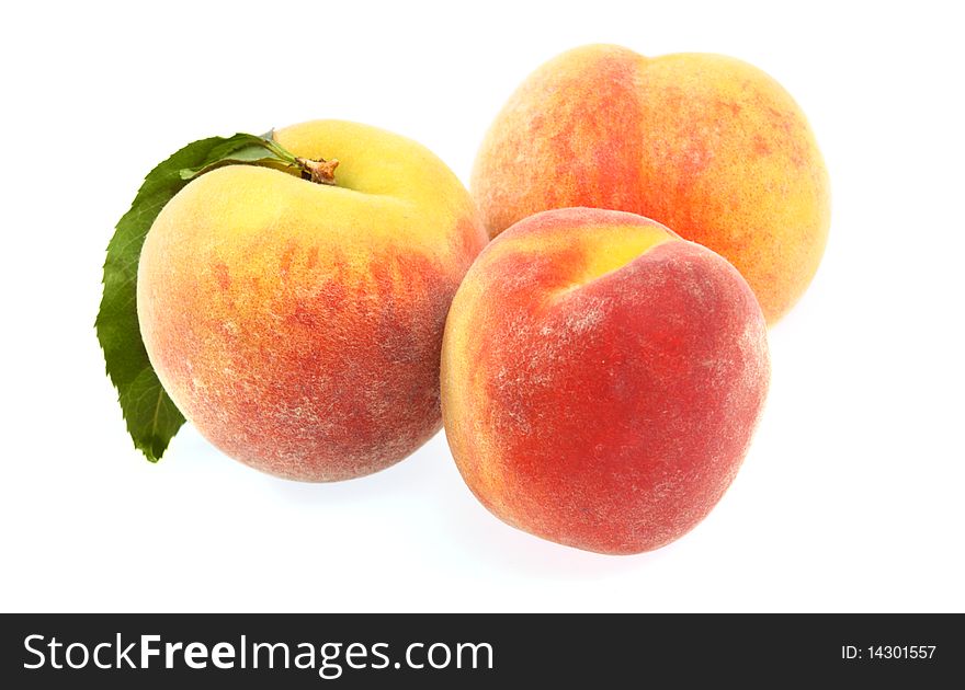 Peaches Isolated On White Background