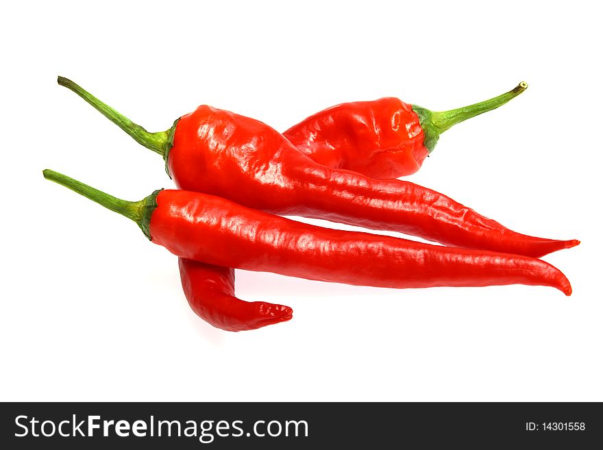 Fresh red hot chili pepper on white background