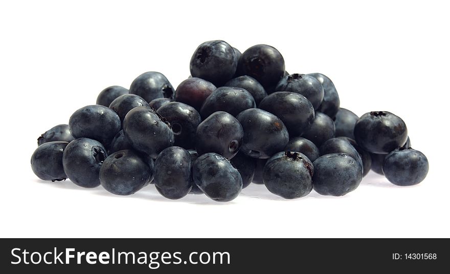 Isolated fruits - sweet bilberries on white background