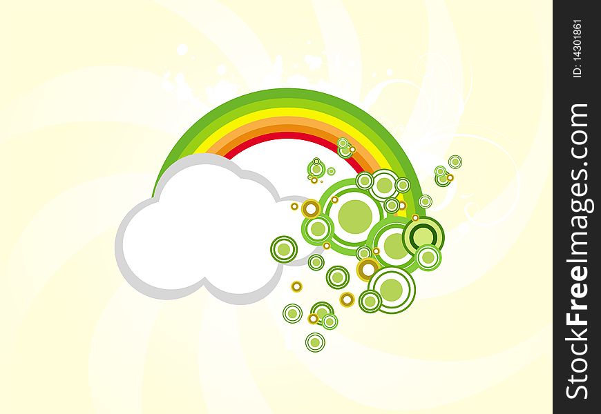 Colorful design circle with clouds and rainbows, vector illustration. Colorful design circle with clouds and rainbows, vector illustration