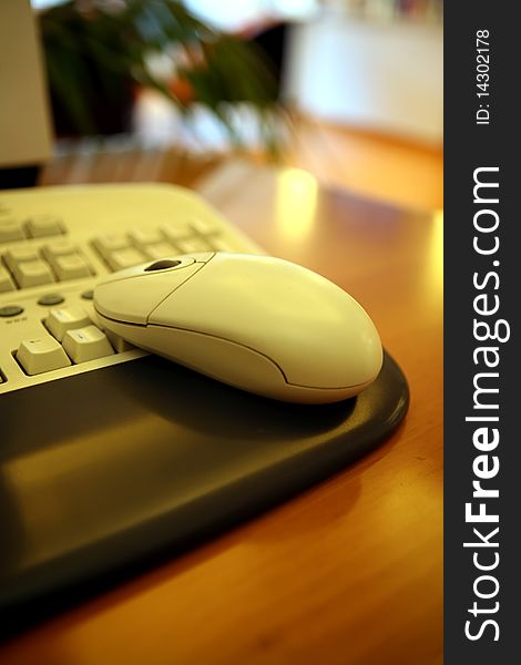 Mouse and keyboard on a desk