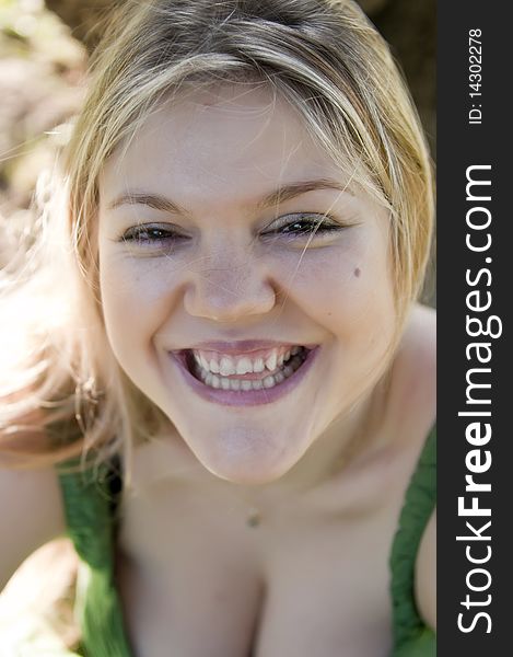 Close-up of a beautiful young woman smiling