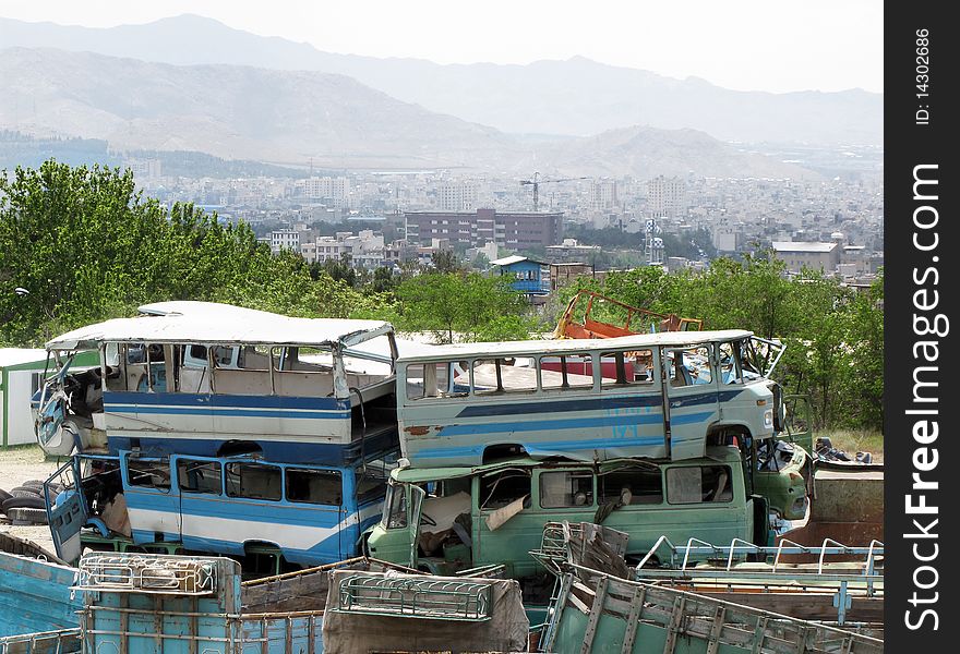 Mini bus and truck junkyard