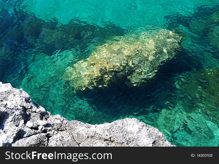 Big stone under water of the Black sea, Western coast. Big stone under water of the Black sea, Western coast