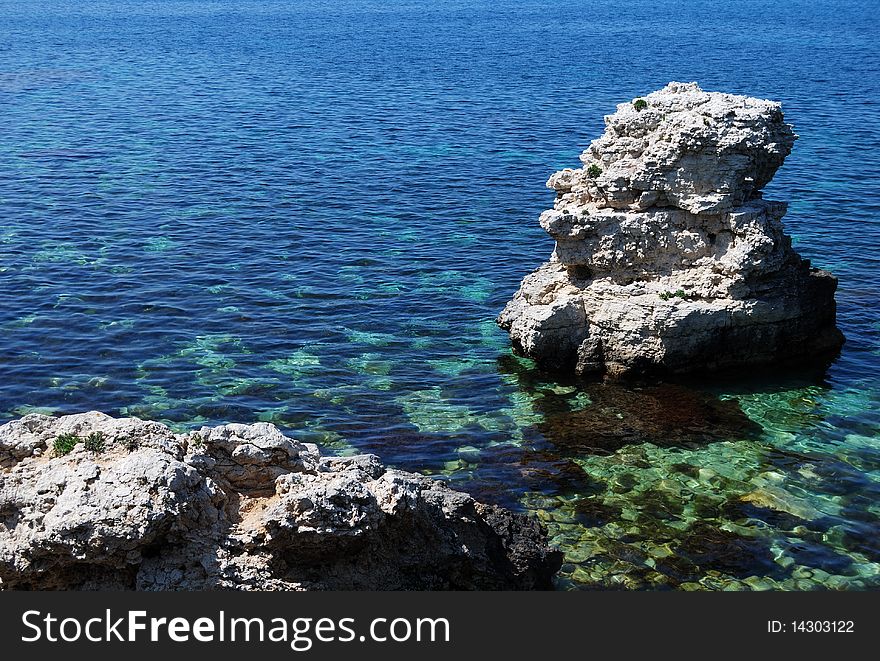 The big stone in the Black sea waters. The big stone in the Black sea waters