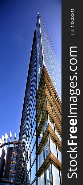 Modern architecture of a glass building with corner