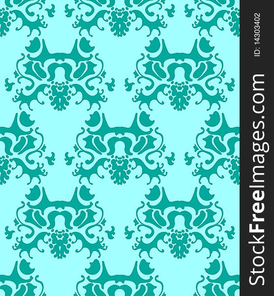 Retro-styled seamless pattern on blue background.