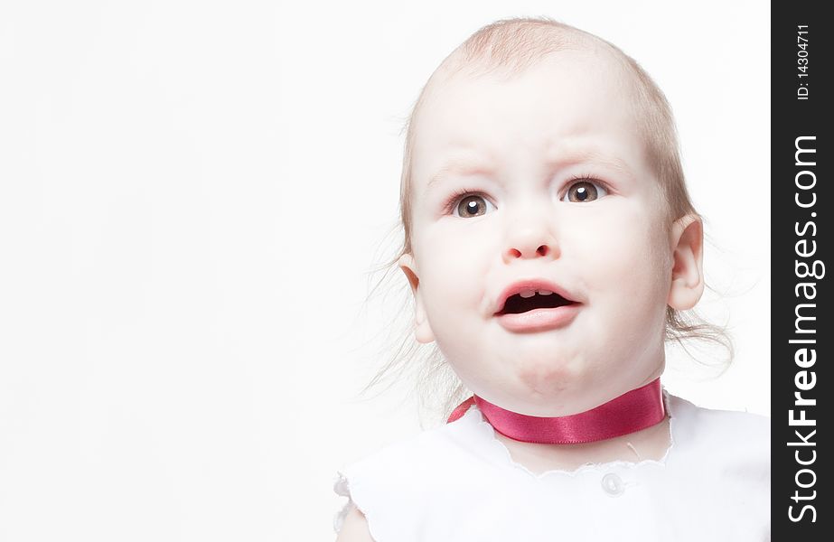 Closeup portrait of cute crying baby