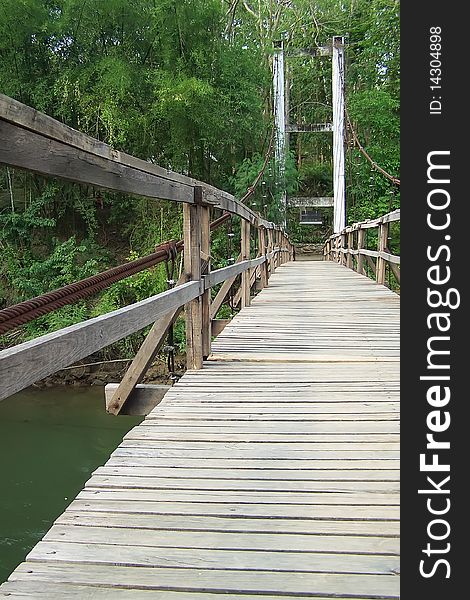 Old wooden bridge for river