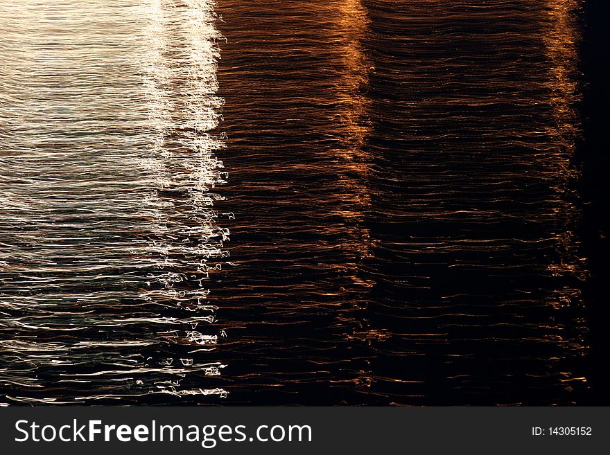Light reflections on the sea by night. Light reflections on the sea by night