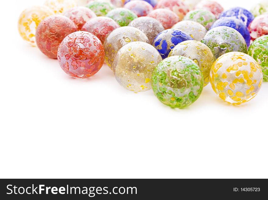 Colorful decorative glass balls isolated on white. Colorful decorative glass balls isolated on white