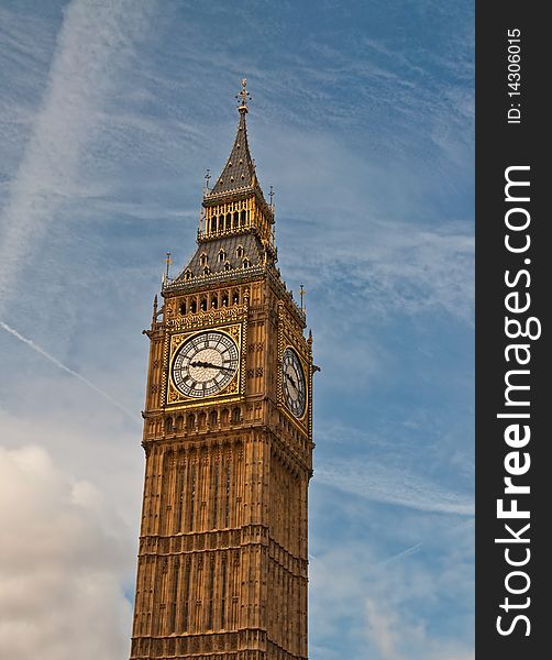 Famous Big Ben in downtown London on sunny day. Famous Big Ben in downtown London on sunny day