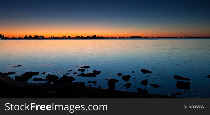 Photograph of a beach sunset