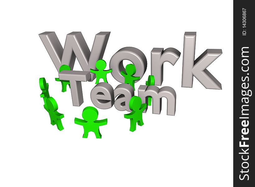 An abstrakt team work symbol in 3d. An abstrakt team work symbol in 3d