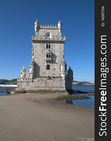 Belem tower is a portuguese discoveries landmark in Lisbon