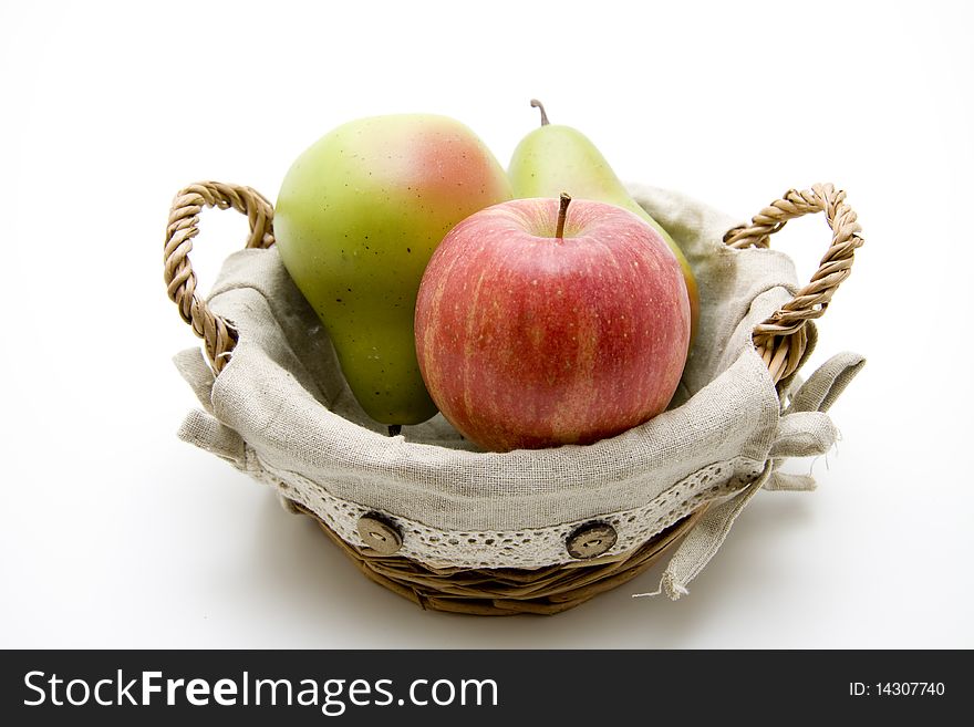 Apple and pears in the basket. Apple and pears in the basket