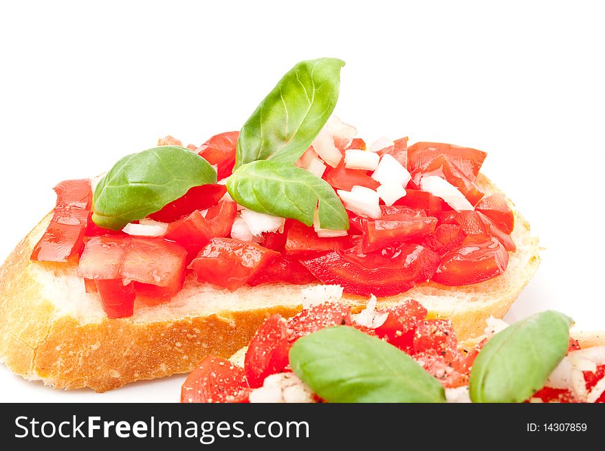 Bruschetta with tomato and fresh basil