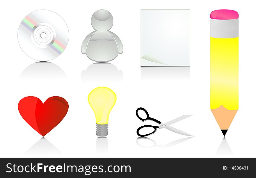 Set of office icons. A  illustration