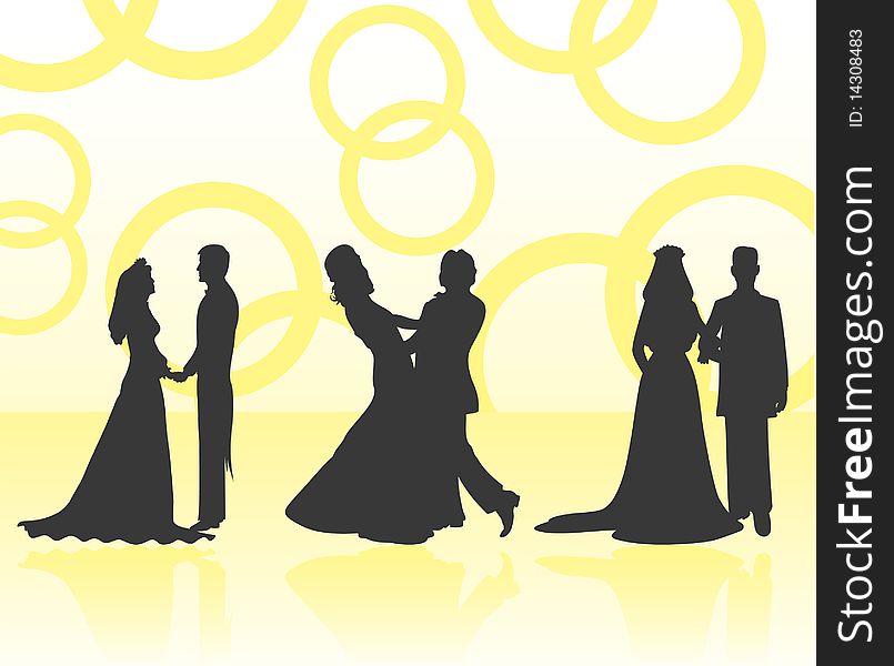 Silhouettes of wedding pairs. A illustration. Silhouettes of wedding pairs. A illustration