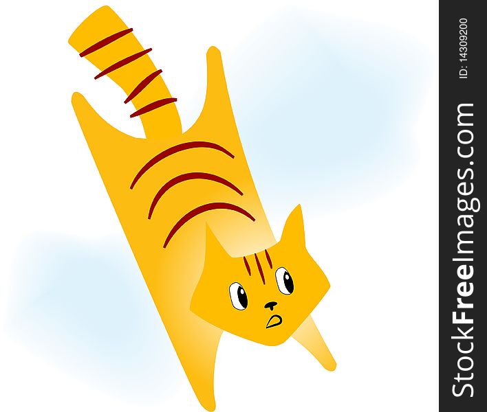 Ginger cat flying in the sky. Ginger cat flying in the sky