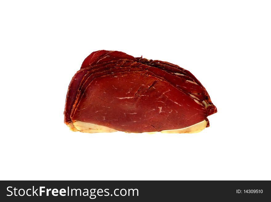 Sliced Pastrami Isolated On White