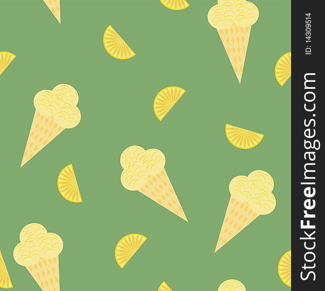 Seamless background with lemon ice cream