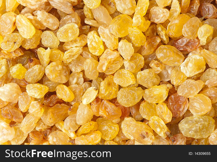 Golden raisins background