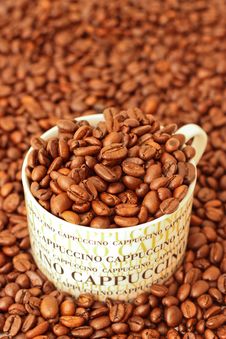Coffee Beans In A Cappuccino Cup Stock Images Coffee Beans In A Cappuccino Cup Stock Images
