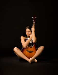 Attractive Girl With Guitar Stock Image Attractive Girl With Guitar Stock Image
