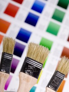 Artistic Equipment And Color Chart Stock Photography